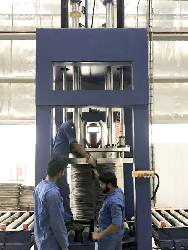 Wire Coils Compacting Automatic Wrapping Machine LLDPE Film